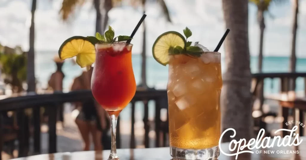 Two drinks on a table overlooking the ocean | CNO